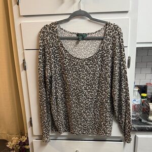 Lauren Ralph Lauren Leopard Print Long Sleeve Top